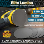 Elite Lumina 6” 1500 Grit Foam Finishing Sanding Discs, Box of 15