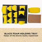 12-Piece Contoured Profile 4" Hand Sanding Block Set with 40 Sheet Hook & Loop Sandpaper Kit, Interchangeable Assorted Convex Concave Shapes