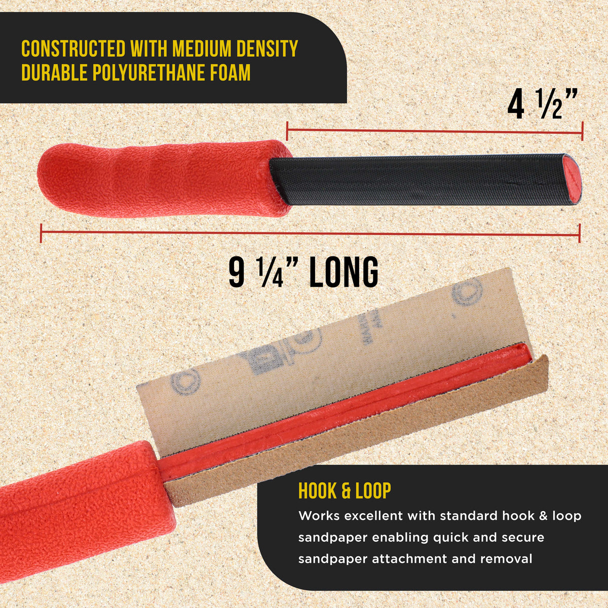 Set of 3 Contour Hand Sanding File Block Sticks with 40 Sheet Hook & Loop Sandpaper Kit - 3 Different Convex Radius Profile Shapes, Teardrop