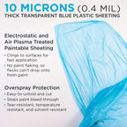16' x 350' Pure Blue Protective Masking Film Cover - Overspray Paintable Sheeting Roll, Painters Plastic (10 Micron, .4 Mil)