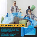 72" x 59' Pure Blue Pre-Folded Masking Film, (3 Pack) Painters Plastic Roll (0.4 Mil), Pull Down Drop Sheet, Pre-Folded Plastic Sheeting