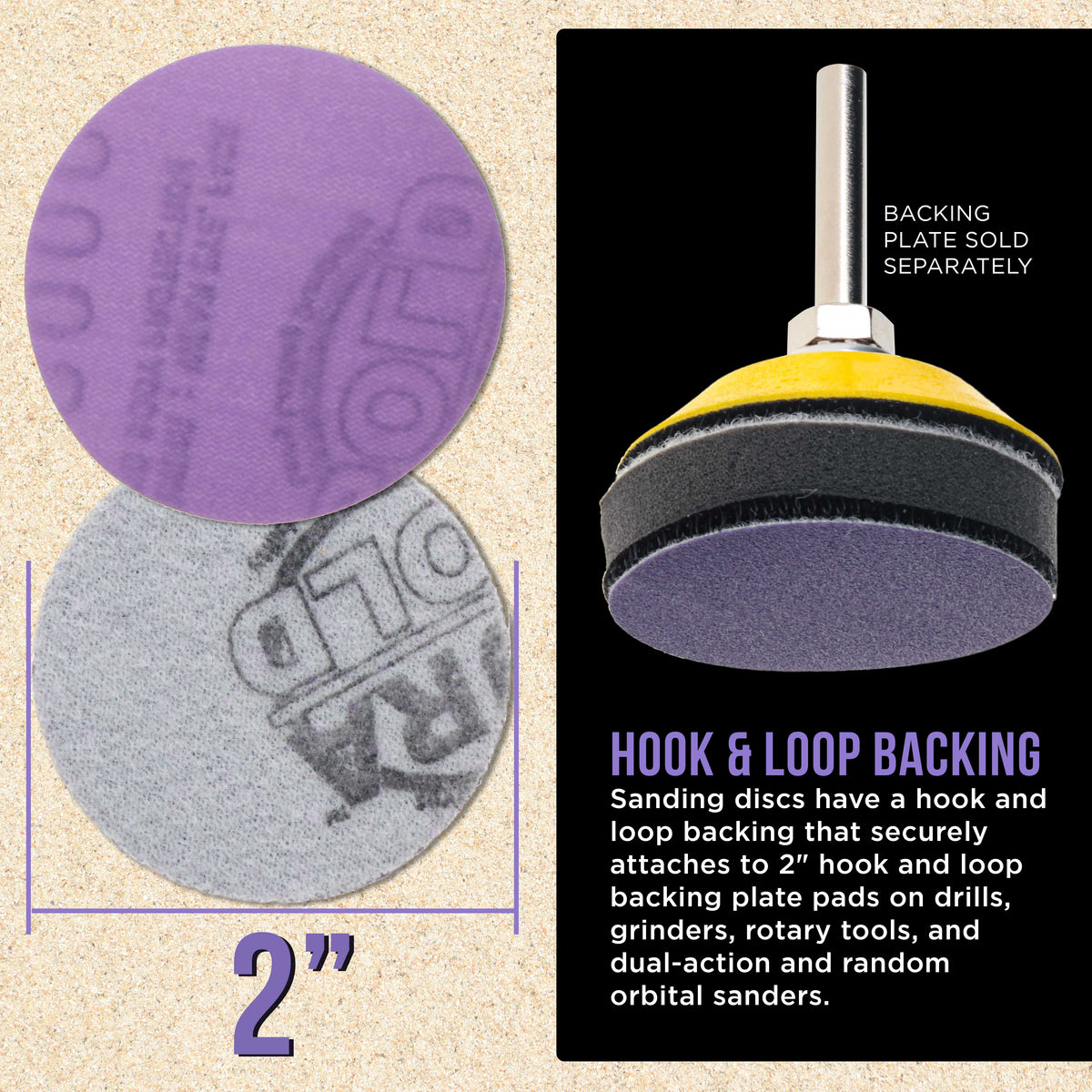 Premium 2000 Grit 2" Purple Film Ceramic Sanding Discs, Box of 30 - Hook & Loop Backing Sandpaper for DA Sander, Drill, Grinder, Rotary Tool