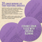 Premium 800 Grit 2" Purple Film Ceramic Sanding Discs, Box of 30 - Hook & Loop Backing Sandpaper for DA Sander, Drill, Grinder, Rotary Tool