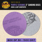 Premium 1500 Grit 3" Purple Film Ceramic Sanding Discs, Box of 30 - Hook & Loop Backing Sandpaper for DA Sander, Drill, Grinder, Rotary Tool