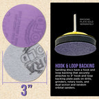 Premium 2500 Grit 3" Purple Film Ceramic Sanding Discs, Box of 30 - Hook & Loop Backing Sandpaper for DA Sander, Drill, Grinder, Rotary Tool