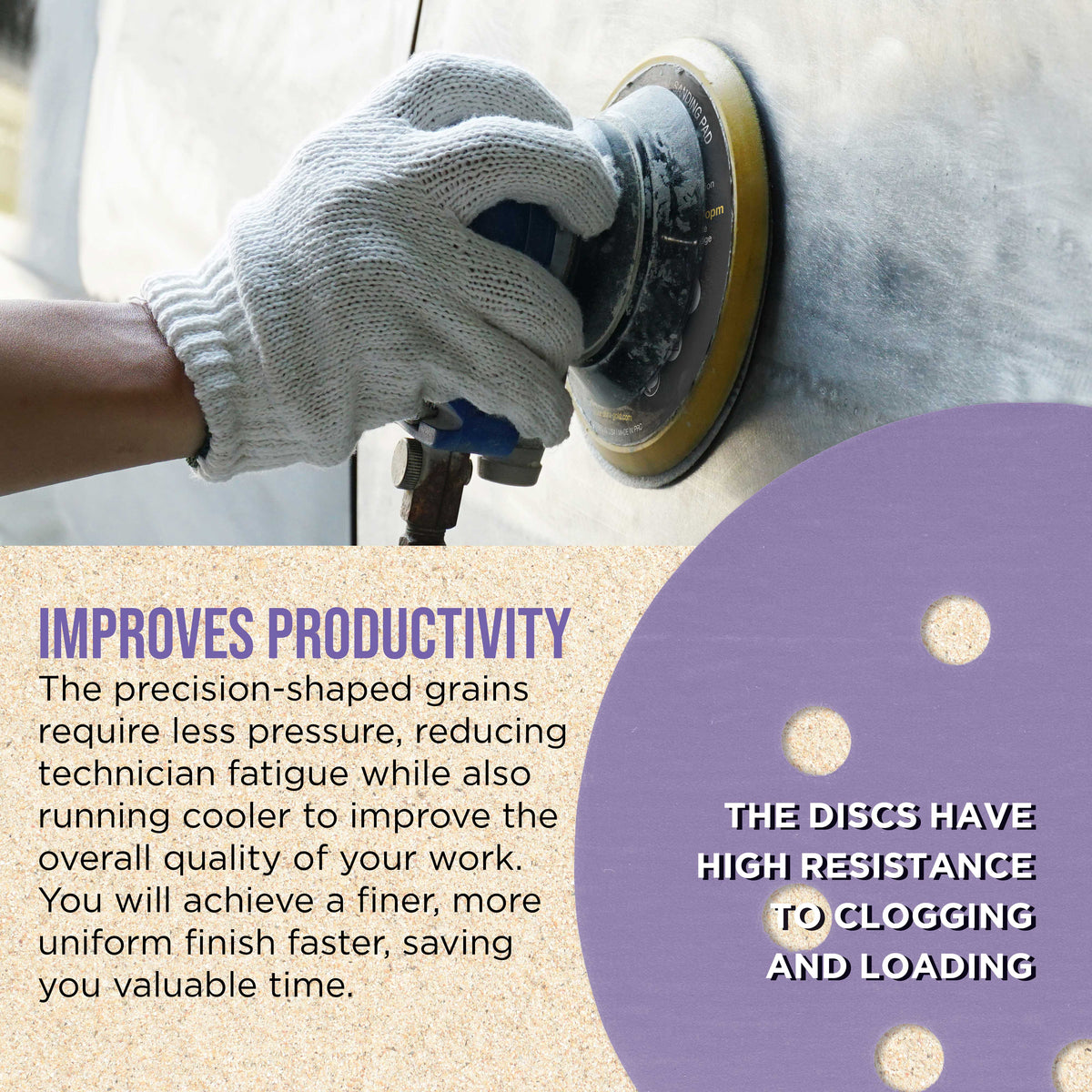 Premium 2000 Grit 5" Purple Film Ceramic Sanding Discs, 8-Hole Pattern, Box of 50 - Dustless Hook & Loop Backing Sandpaper for DA & Random Orbital Sanders