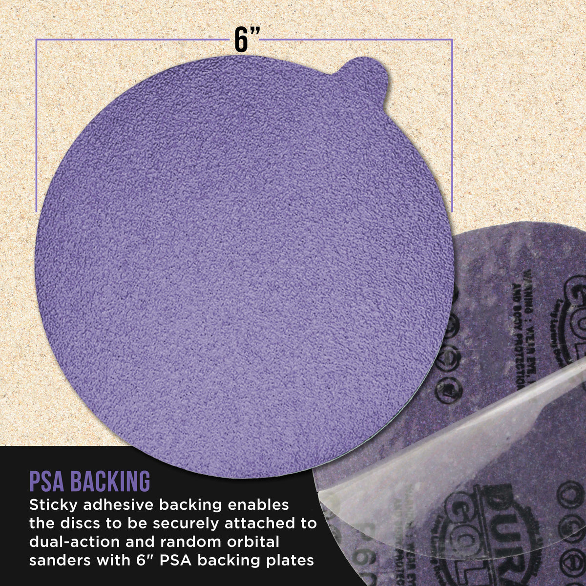 Premium 40 Grit 6" PSA Purple Film Ceramic Sanding Discs, Box of 25 - Self Adhesive Stickyback Sandpaper for DA & Random Orbital Sanders