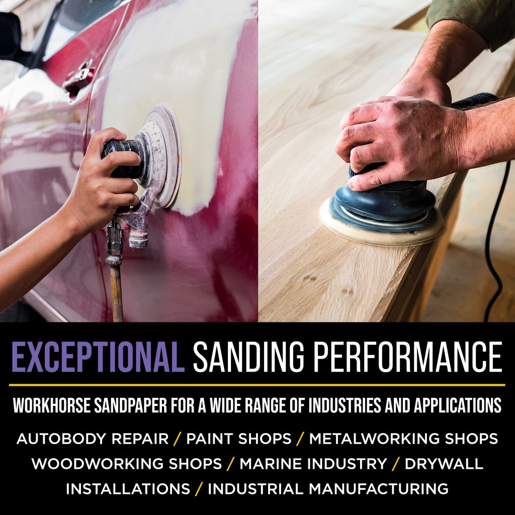 Premium 40 Grit 6" PSA Purple Film Ceramic Sanding Discs, Box of 25 - Self Adhesive Stickyback Sandpaper for DA & Random Orbital Sanders