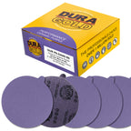 Premium 80 Grit 6" PSA Purple Film Ceramic Sanding Discs, Box of 50 - Self Adhesive Stickyback Sandpaper for DA & Random Orbital Sanders