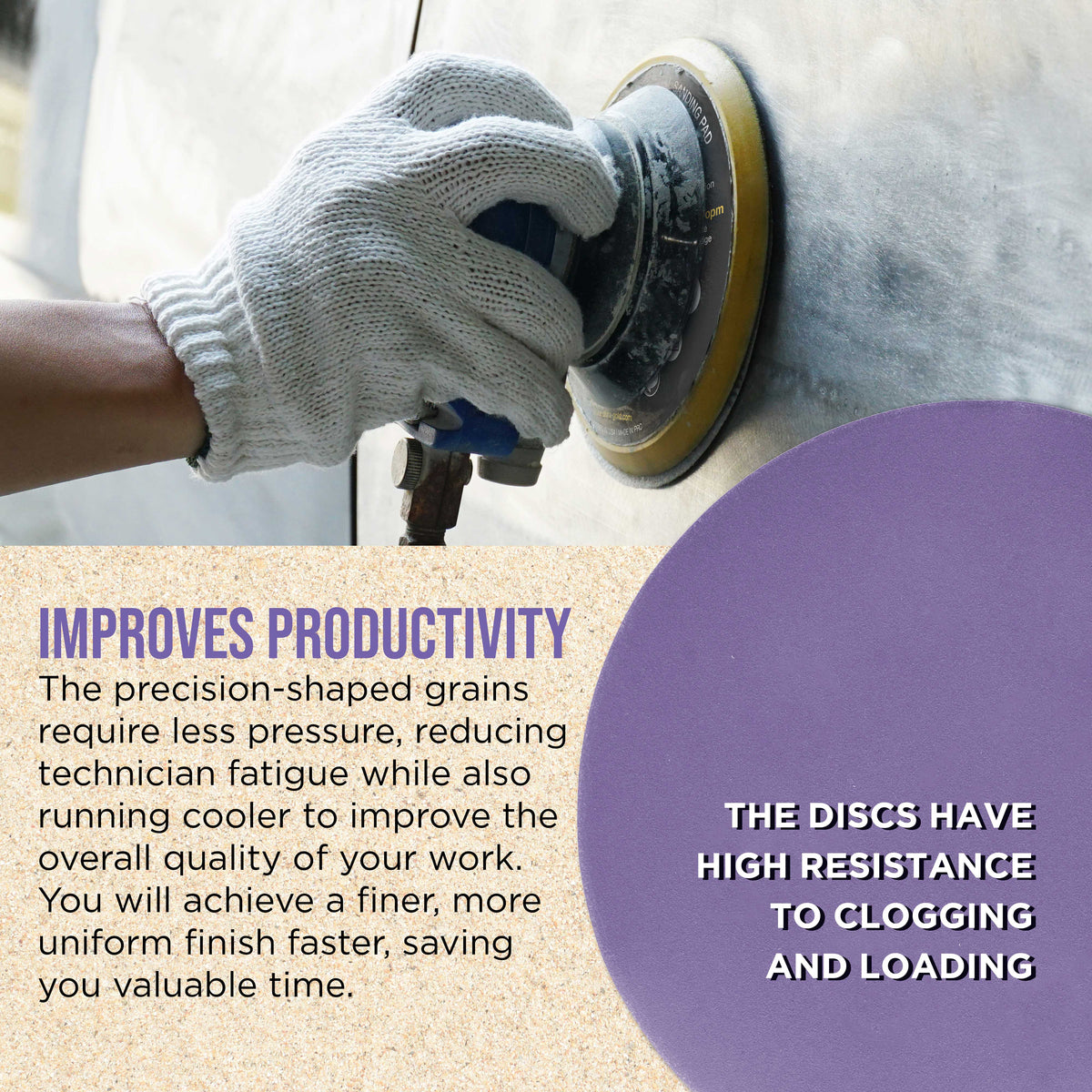Premium 600 Grit 6" Purple Film Ceramic Sanding Discs, Box of 50 - Hook & Loop Backing Sandpaper for DA & Random Orbital Sanders