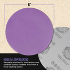 Premium 800 Grit 6" Purple Film Ceramic Sanding Discs, Box of 50 - Hook & Loop Backing Sandpaper for DA & Random Orbital Sanders