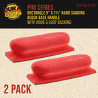 Pro Series Rectangle 5" x 1-3/4" Hand Sanding Block Base Handle with Hook & Loop Backing, 2 Pack - Attach Pad to Contoured 5" Sanding Blocks