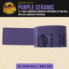 Premium 220 Grit PSA Purple Film Ceramic Longboard Sandpaper, 2-3/4" Wide Continuous 20 Yard Roll - Self Adhesive Stickyback for Auto & Wood Air File Long Board Sanders, Hand Sanding Blocks