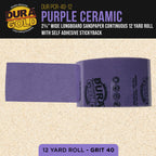 Premium 40 Grit PSA Purple Film Ceramic Longboard Sandpaper, 2-3/4" Wide Continuous 12 Yard Roll - Self Adhesive Stickyback for Auto & Wood Air File Long Board Sanders, Hand Sanding Blocks
