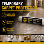 Carpet Protection Film, 24-inch x 200-foot Roll, Clear Plastic Carpet Protector, Self-Adhesive Plastic for Temporary Stair, Rug, and Floor Protection