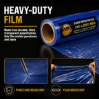 Floor Protection Film, 24-inch x 200-foot Roll, Clear Plastic Floor Protector, Self-Adhesive Plastic Floor Protection from Foot Traffic, Paint Spills, Dust, Construction, Moving