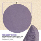 Premium 100 Grit 5" Purple Ceramic Mesh Sanding Discs, Box of 30 - Dustless Hook & Loop Backing Sandpaper for DA & Random Orbital Sanders - Long-Lasting Fast Cut