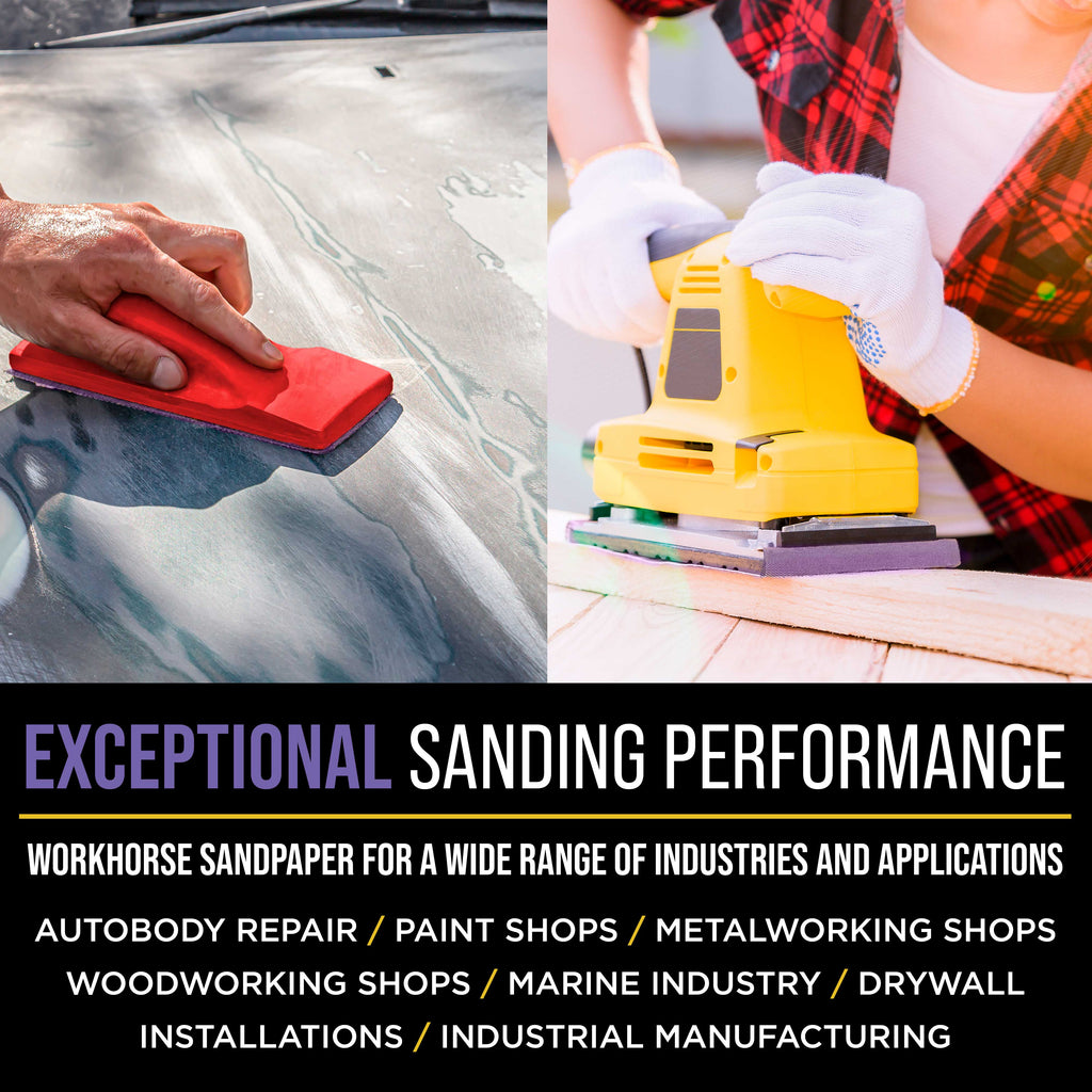 Premium 240 Grit 1/4 Sheet Size Purple Ceramic Mesh Sandpaper, Box of 16 - 4.5" x 5.5" Dustless Hook & Loop Backing, Palm Sanders, Sanding Blocks - Long-Lasting Fast Cut