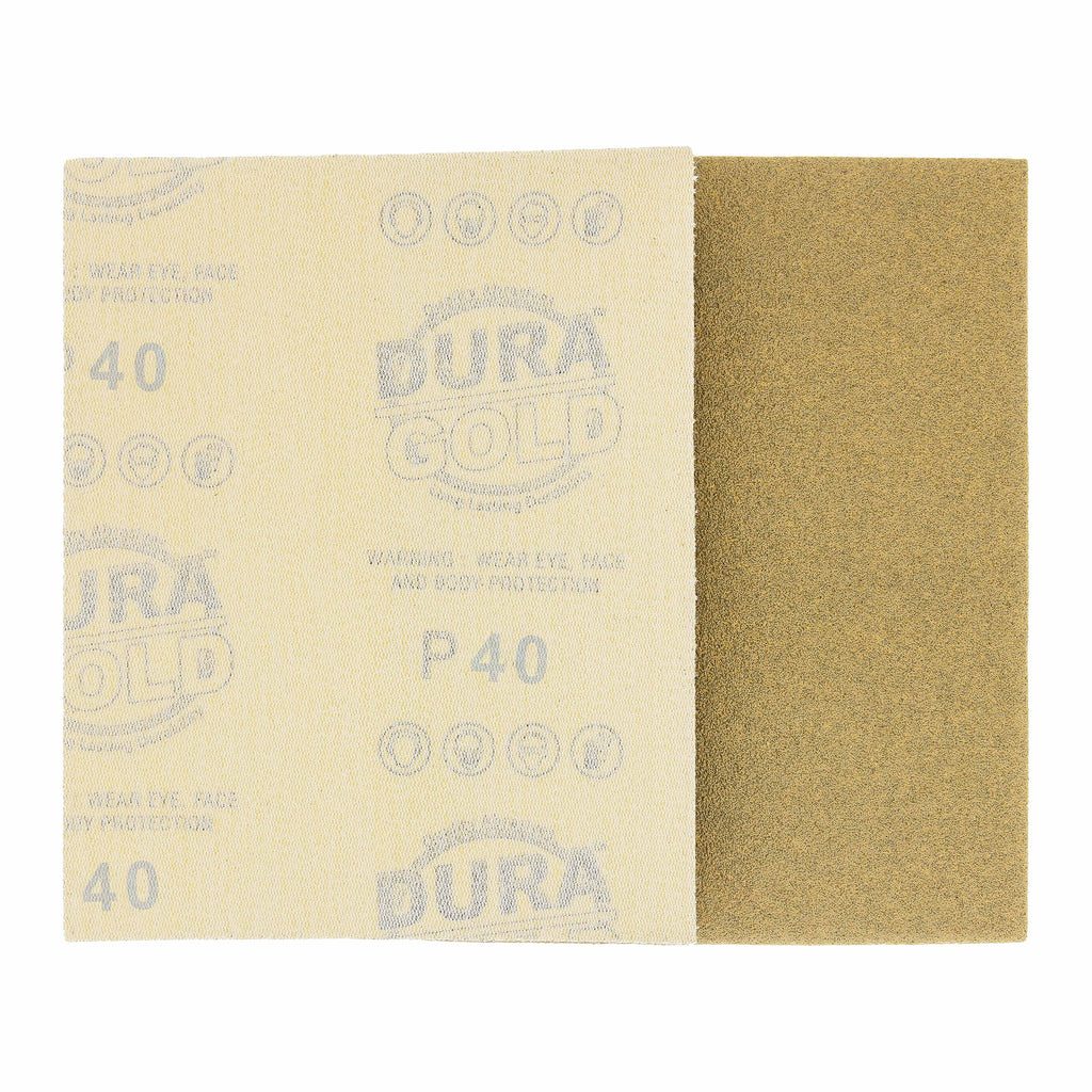40 Grit - 1/4 Sheet Hook & Loop Sandpaper 5.5" x 4.5" - For Automotive & Wookworking Palm Sanders - Box of 16