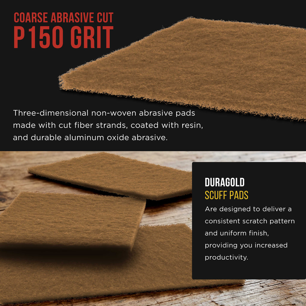 Premium 6" x 9" Gold Coarse Scuff Pads, Box of 10 - Scuffing, Sanding, Paint Primer Prep Adhesion Scratch - Surface Preparation Automotive
