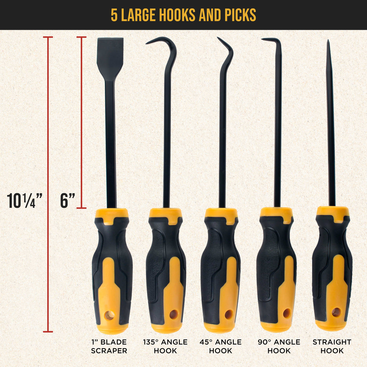 10-Piece Hook and Pick Set with Scraper & Magnetic Telescoping Pick Up Tool Kit - Precision Puller Hooks 45, 90, 135 Degree Angles