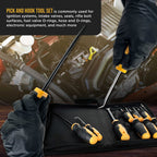 10-Piece Hook and Pick Set with Scraper & Magnetic Telescoping Pick Up Tool Kit - Precision Puller Hooks 45, 90, 135 Degree Angles