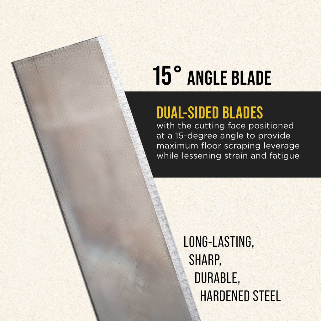 Replacement 8-inch Floor Razor Scraper Blades, Pack of 5 - Sharp, Durable, Hardened Steel Razors, Removal of Floor Covering, Tile, Vinyl