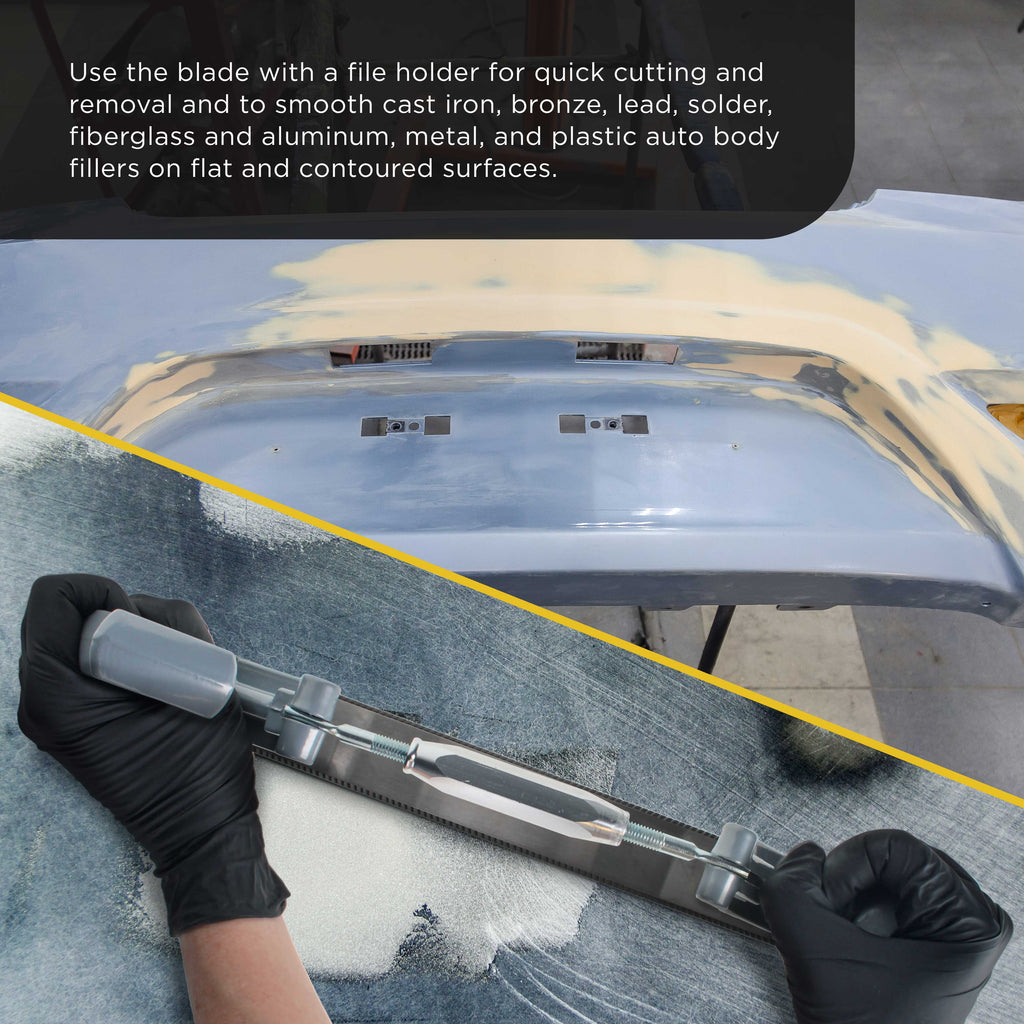 14" Flexible Flat Bastard File Blade, Double-Sided with 9 Teeth Per Inch, Pack of 2 - Mounting Holes for Adjustable Body File Holder