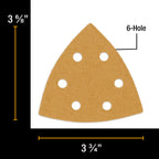 Triangle Mouse Sanding Sheets - 80 Grit (Box of 24) - 6 Hole Pattern Hook & Loop Triangular Shaped Discs - Aluminum Oxide Sandpaper