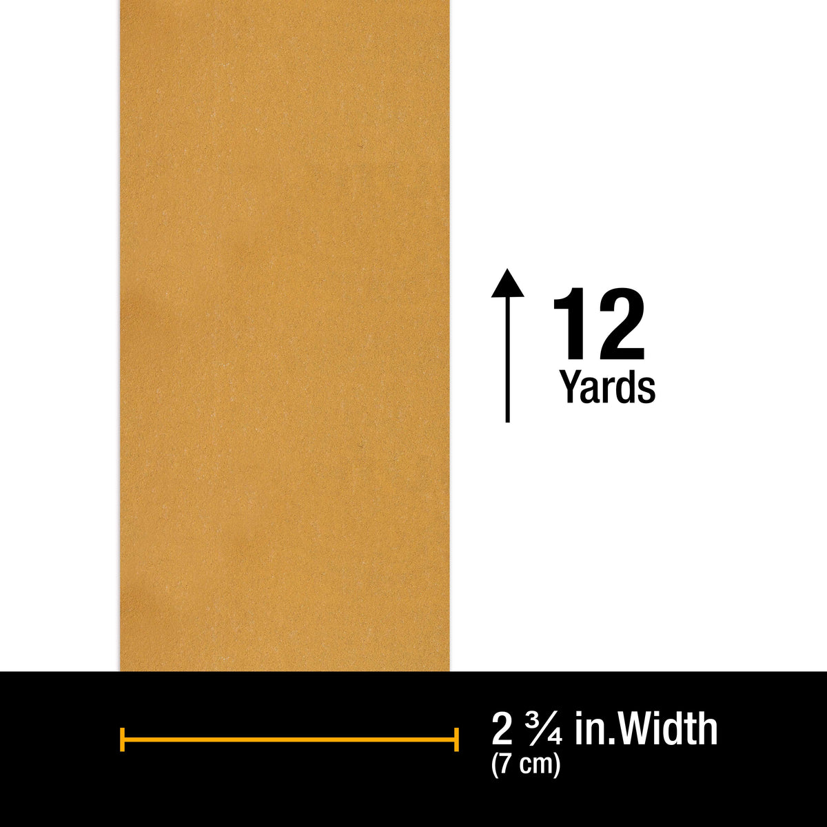 Premium 240 Grit Gold Longboard Continuous Sandpaper Roll, 2-3/4" Wide, 12 Yards Long, Hook & Loop Backing - Automotive, Woodworking Sanding