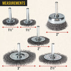 6-Piece Abrasive Wire Wheel and Cup Brush Set, 1/4" Drill Shank, Carbon Steel Bristles - Clean Remove Grind, Strip Rust, Corrosion, Paint