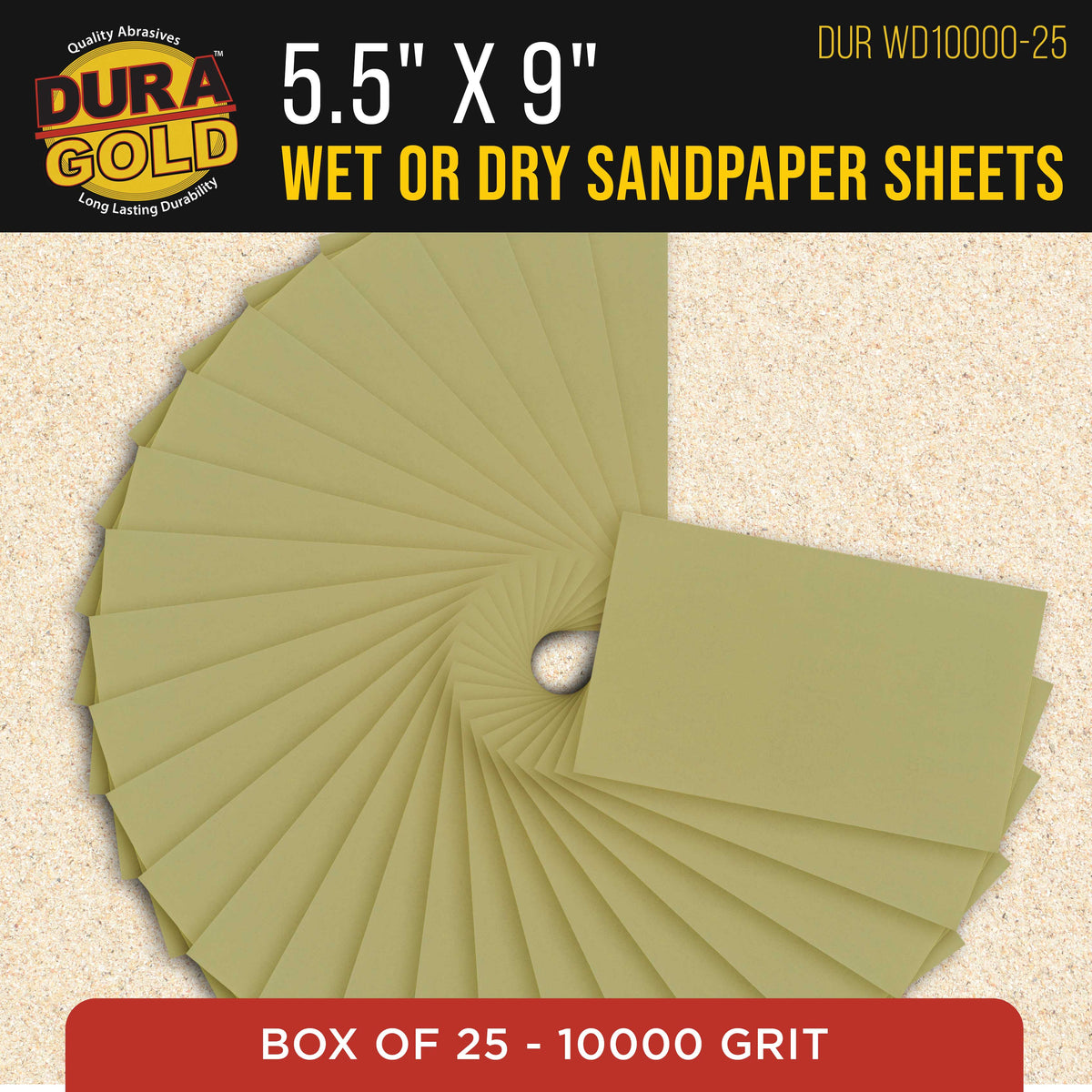 Premium 10000 Grit Wet or Dry Sandpaper Sheets, 5-1/2" x 9", Box of 25 - Auto Car Color Sanding Detailing, Polishing Wood, Plastic Glass, Epoxy, Stone, Metal Finishing Hand Sand Block Sander