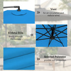 3 m Cantilever Parasol with Weights, Cover & Cross Base, Blue