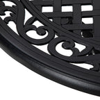 Garden Table with Parasol Hole, 90cm Round Outdoor Dining Table for 2-4, Cast Aluminium Bistro Coffee Table for Balcony - Black