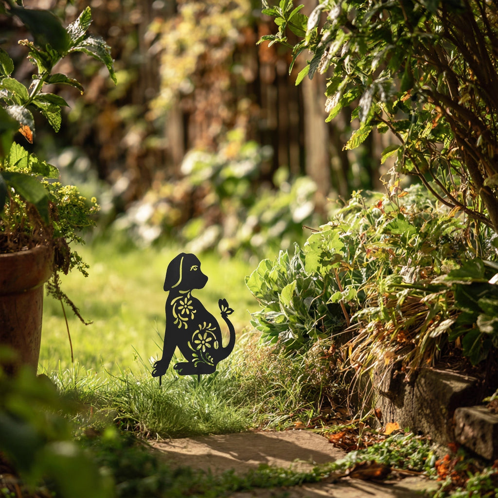 Metal Cat and Dog Silhouette Garden Ornament