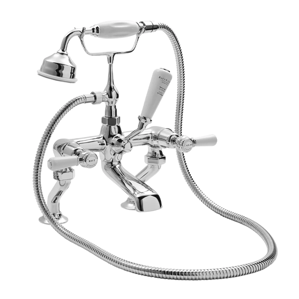 Domed White Deck Mounted Bath Shower Mixer