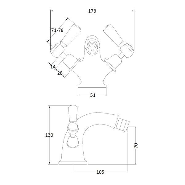 Domed White Mono Bidet Mixer Tap