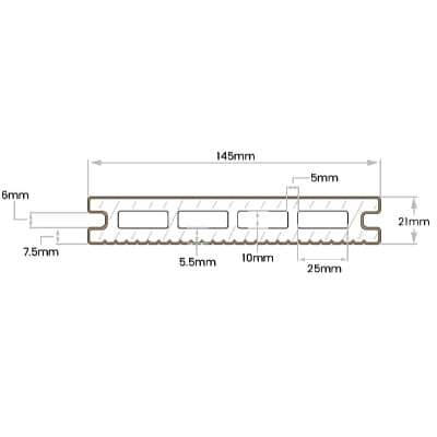 DDecks DuroDual Composite Reversible Decking Board (Hollow) 145mm x 21mm x 3.6m - All Colours