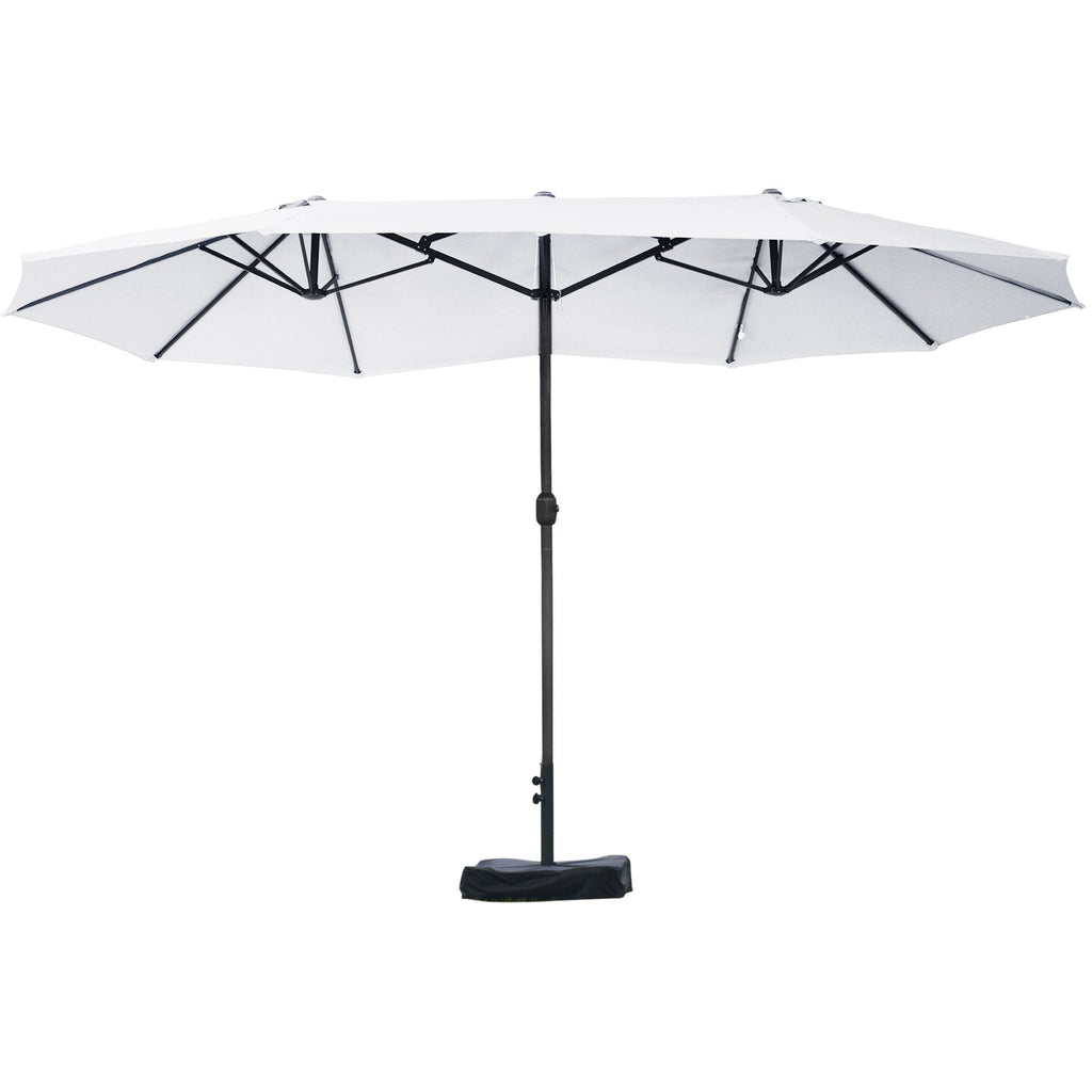15' Steel Rectangular Patio Umbrella with UV Protection, Easy Crank & Double-Sided Design, Beige