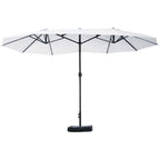 15' Steel Rectangular Patio Umbrella with UV Protection, Easy Crank & Double-Sided Design, Beige