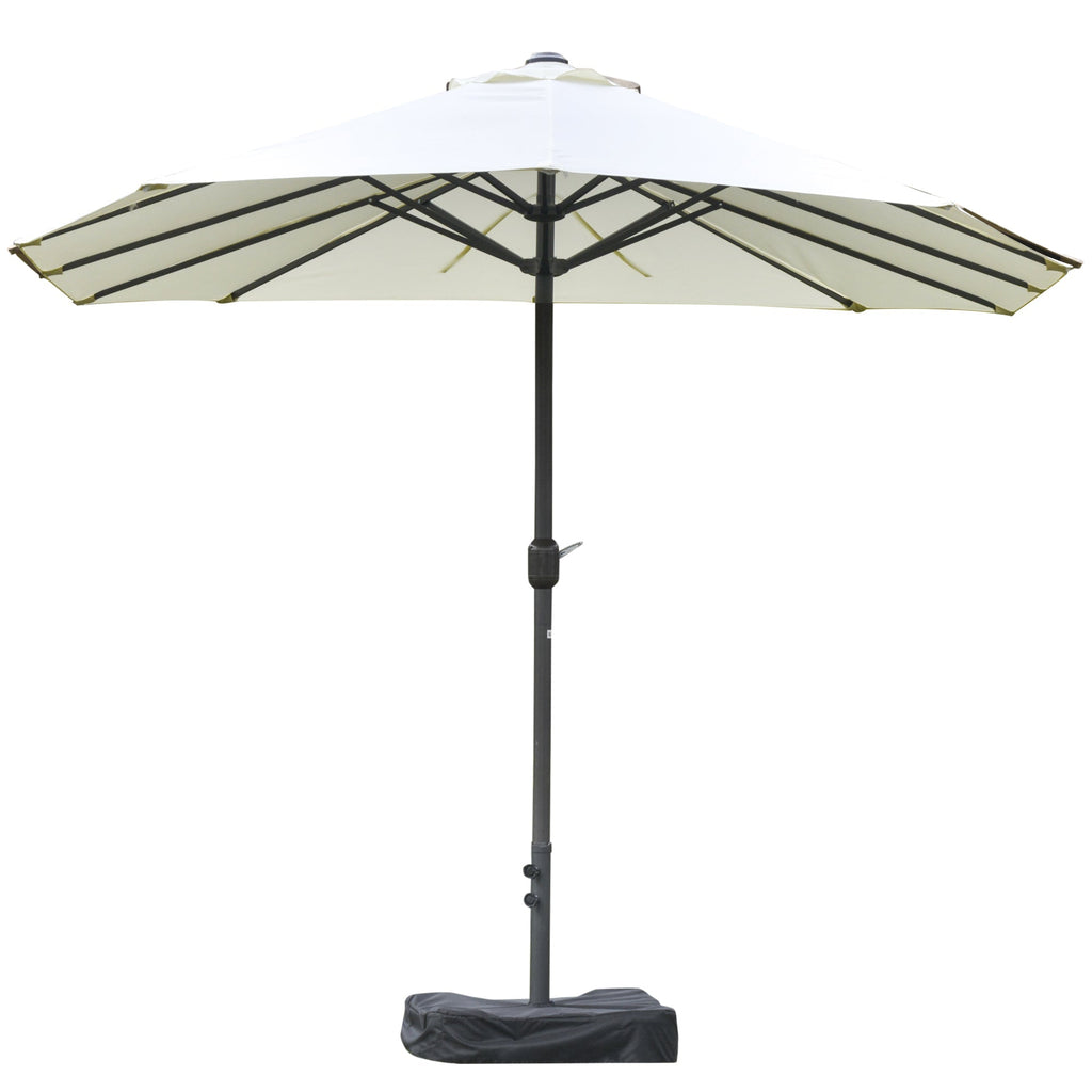 15' Steel Rectangular Patio Umbrella with UV Protection, Easy Crank & Double-Sided Design, Beige