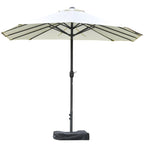 15' Steel Rectangular Patio Umbrella with UV Protection, Easy Crank & Double-Sided Design, Beige