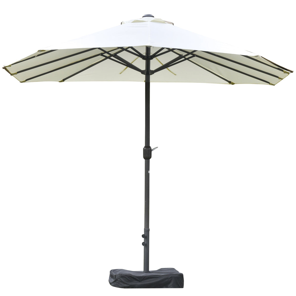 15' Steel Rectangular Patio Umbrella with UV Protection, Easy Crank & Double-Sided Design, Beige