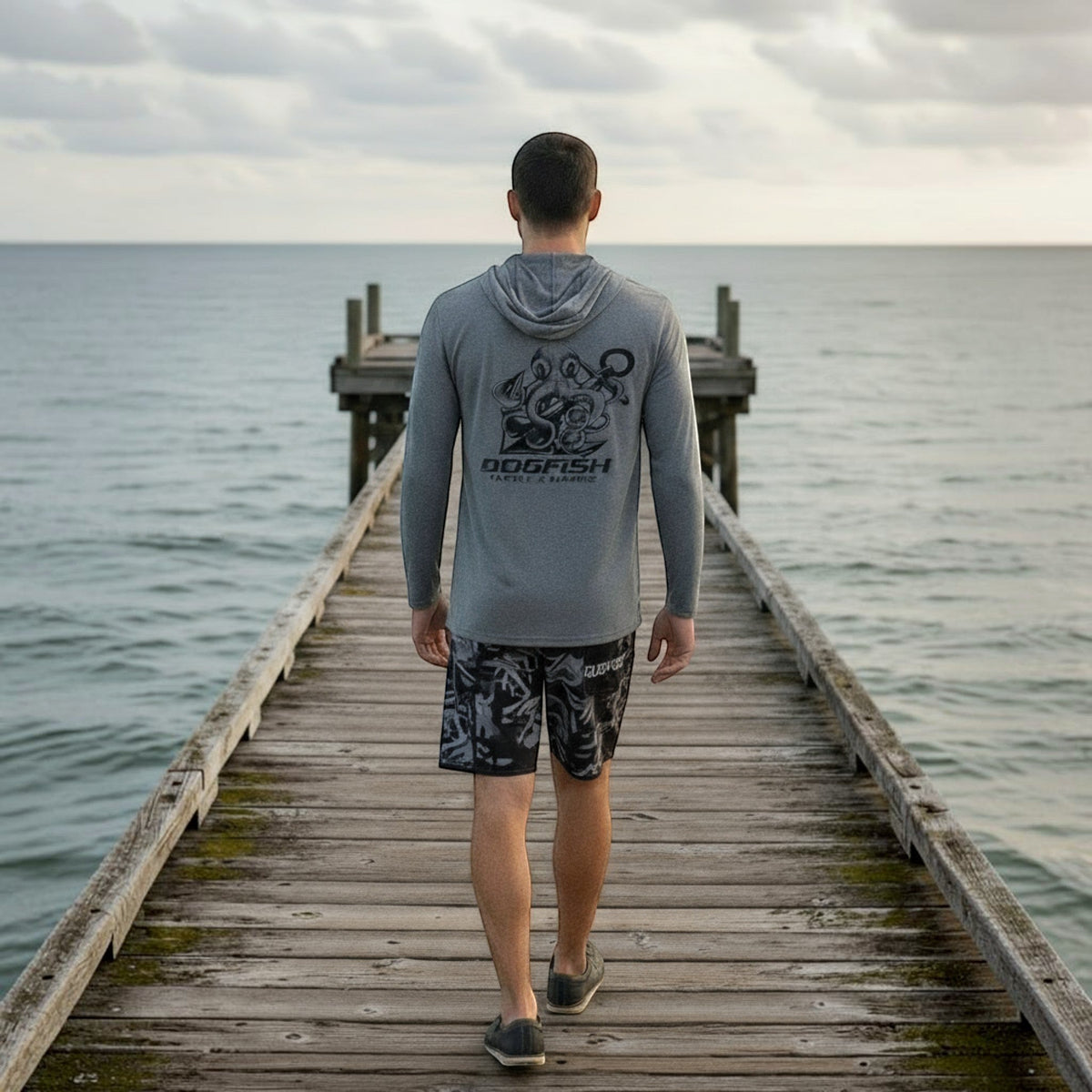 Dogfish Long Sleeve Hooded Micro Octopus Logo