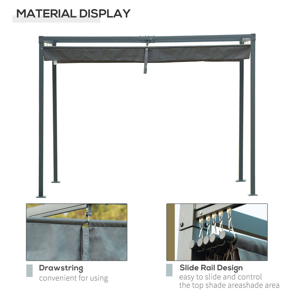 10' x 7' Retractable Pergola Canopy, Outdoor Sun Shade, Grey