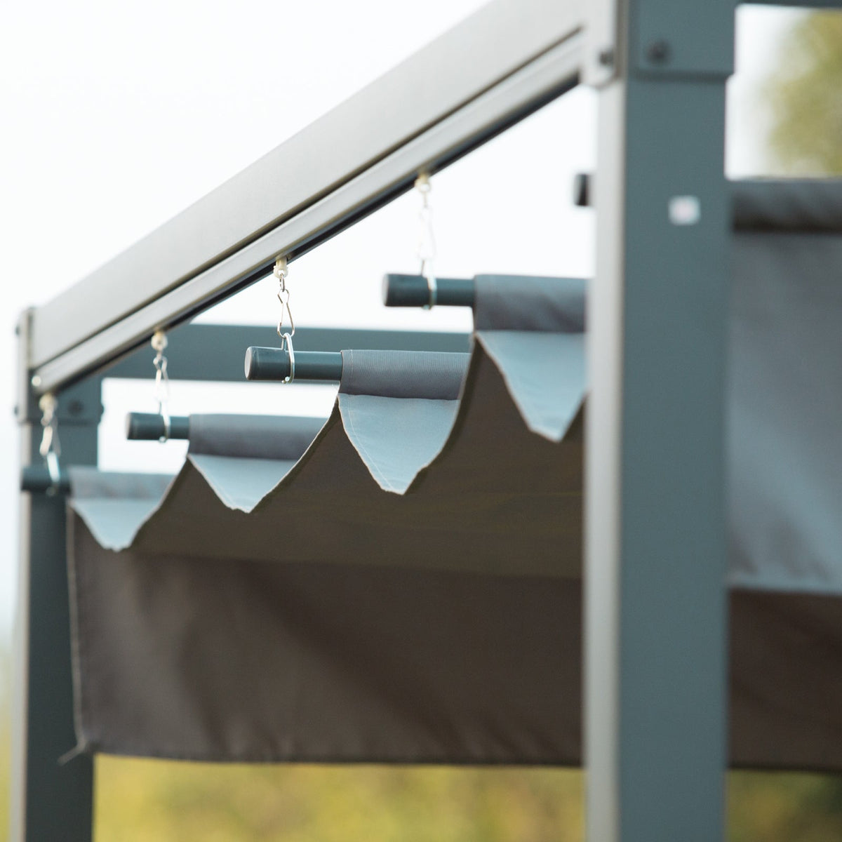 10' x 7' Retractable Pergola Canopy, Outdoor Sun Shade, Grey