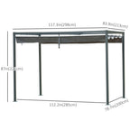 10' x 7' Retractable Pergola Canopy, Outdoor Sun Shade, Grey