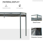 10' x 7' Retractable Pergola Canopy, Outdoor Sun Shade, Grey