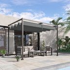 10' x 7' Retractable Pergola Canopy, Outdoor Sun Shade, Grey