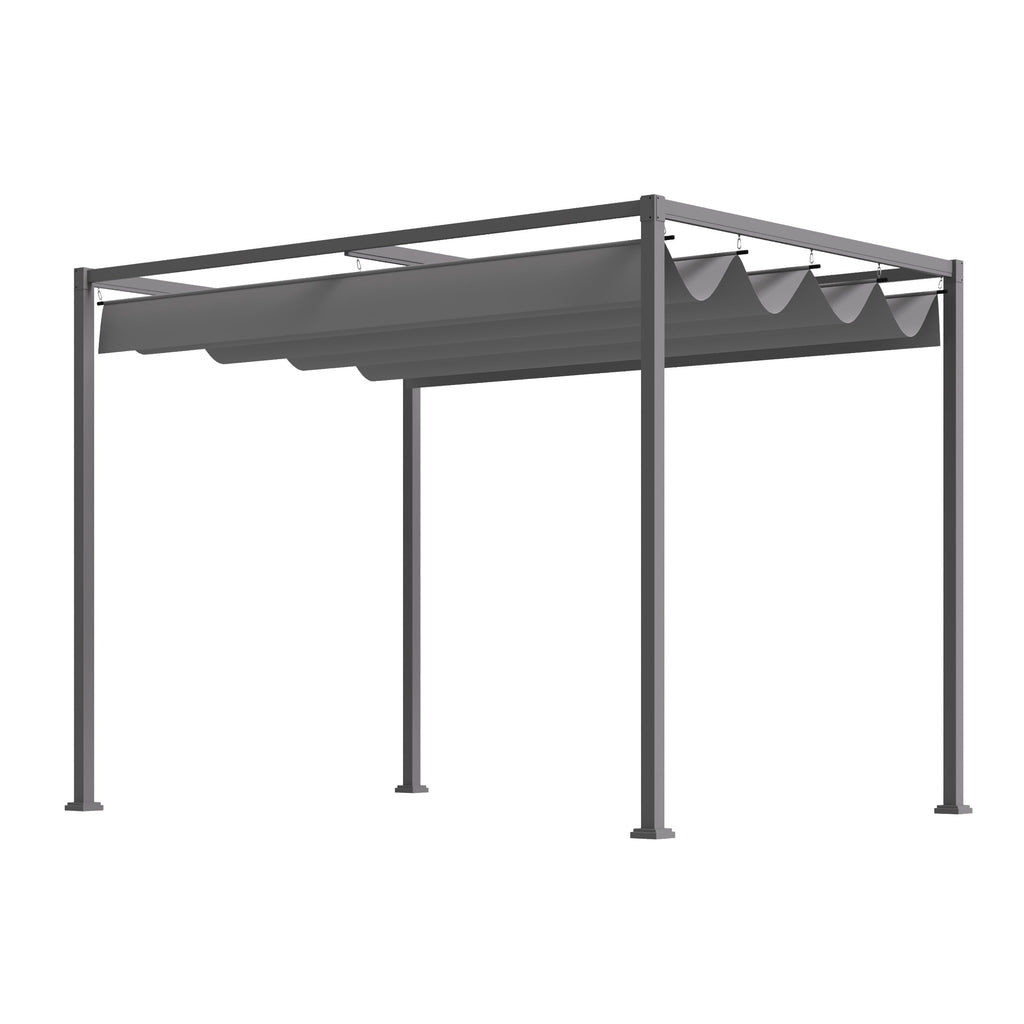 10' x 7' Retractable Pergola Canopy, Outdoor Sun Shade, Grey